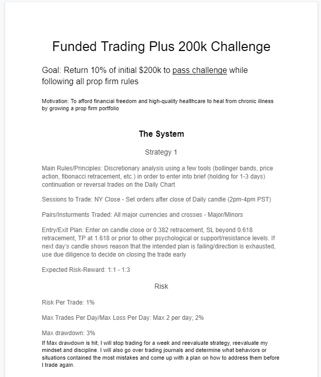funded trading plus strategy